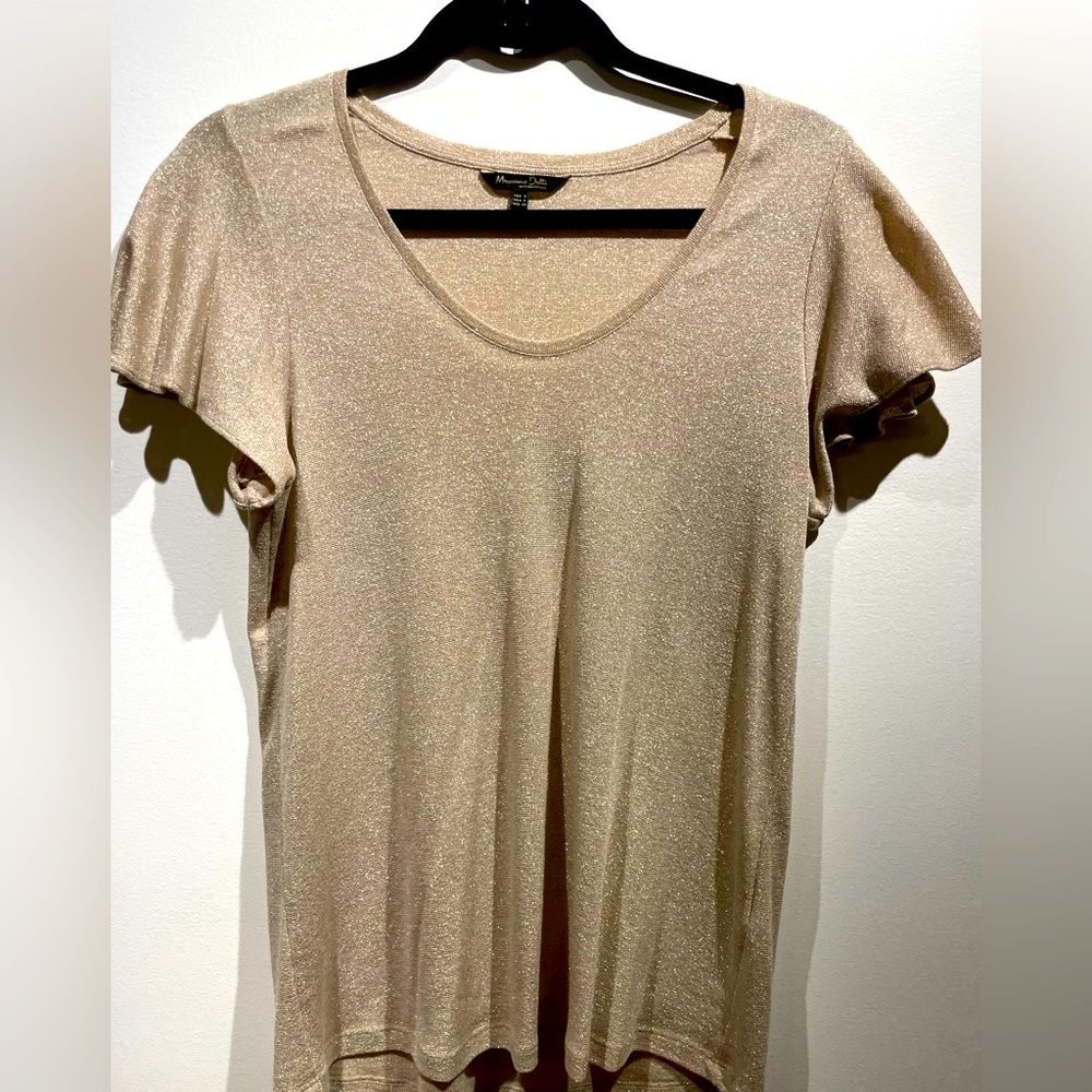 Massimo Dutti gold flutter sleeve T-shirt, US L